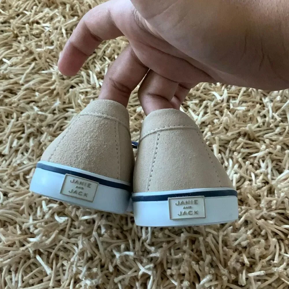 Janie and Jack Suede Penny Loafer Sneaker in Tan Size 4K